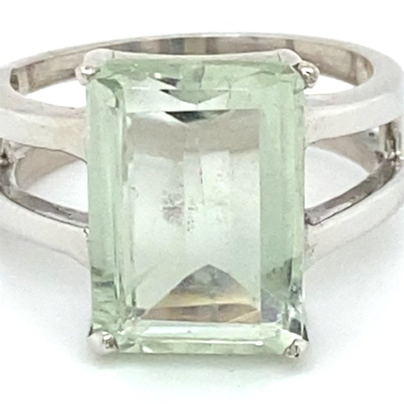 Prasiolite 6.65ct Platinum Finish Solid 925 Sterling Silver Ring - Picture 6 of 6